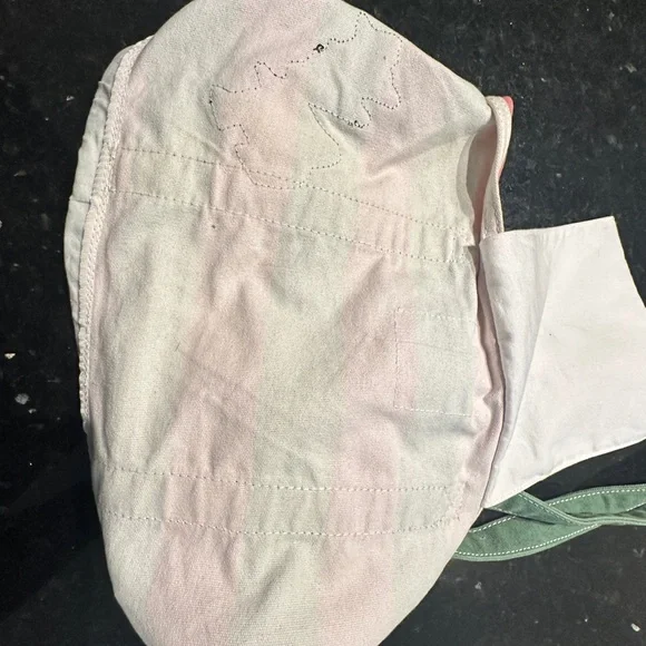 Goldie Pink and Green Canvas  Striped Tote Made With Love - Picture 10 of 13